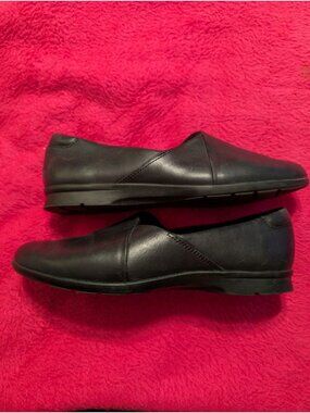 Clarks Jenette Grace Black Leather Slip On Loafer Flats Womens 8.5 M Comfort